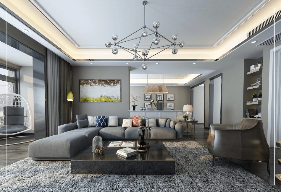 Grey Color Living Room Interior